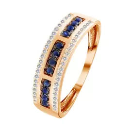 Кольцо c бриллиантами и сапфирами