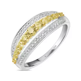 Кольцо c бриллиантами и цветными бриллиантами