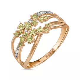 Кольцо c бриллиантами и цветными бриллиантами