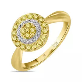 Кольцо c бриллиантами и цветными бриллиантами