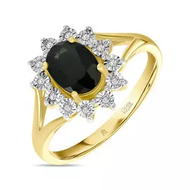 Кольцо c бриллиантами и цветными сапфирами