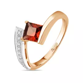 Кольцо c бриллиантами и гранатом
