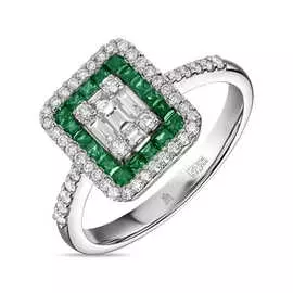 Кольцо c бриллиантами и изумрудами