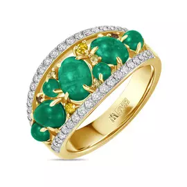 Кольцо c бриллиантами и изумрудами