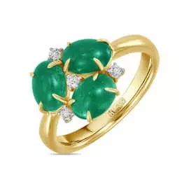 Кольцо c бриллиантами и изумрудами
