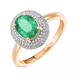 Кольцо c бриллиантами и изумрудом