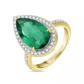 Кольцо c бриллиантами и изумрудом