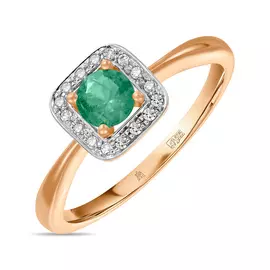 Кольцо c бриллиантами и изумрудом