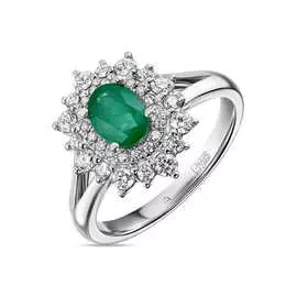 Кольцо c бриллиантами и изумрудом