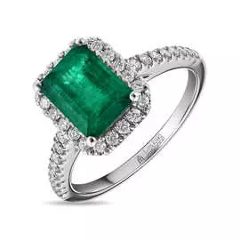 Кольцо c бриллиантами и изумрудом