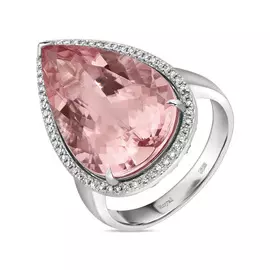 Кольцо c бриллиантами и морганитом