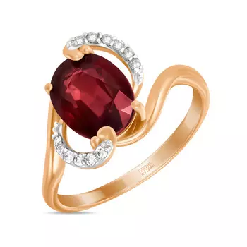 Кольцо c бриллиантами и облагороженным рубином