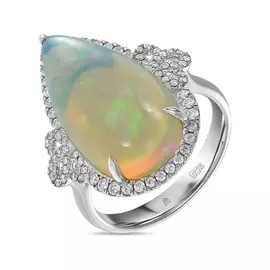 Кольцо c бриллиантами и опалом