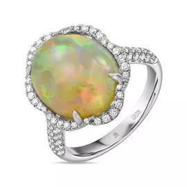 Кольцо c бриллиантами и опалом