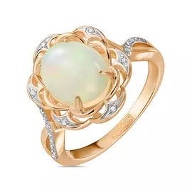 Кольцо c бриллиантами и опалом