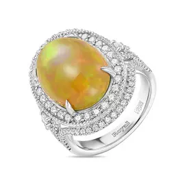 Кольцо c бриллиантами и опалом