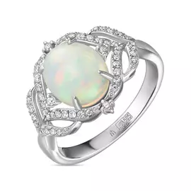 Кольцо c бриллиантами и опалом