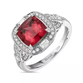 Кольцо c бриллиантами и рубеллитом