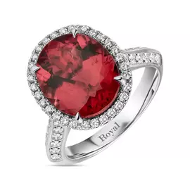 Кольцо c бриллиантами и рубеллитом