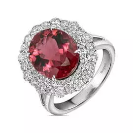 Кольцо c бриллиантами и рубеллитом