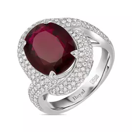 Кольцо c бриллиантами и рубеллитом