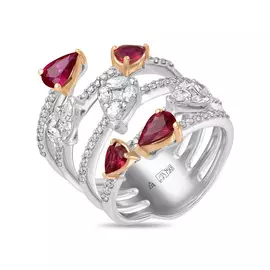 Кольцо c бриллиантами и рубинами