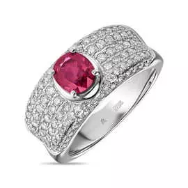 Кольцо c бриллиантами и рубинами