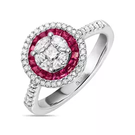 Кольцо c бриллиантами и рубинами
