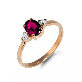 Кольцо c бриллиантами и рубинами