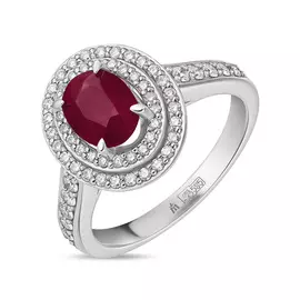 Кольцо c бриллиантами и рубином