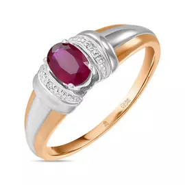 Кольцо c бриллиантами и рубином