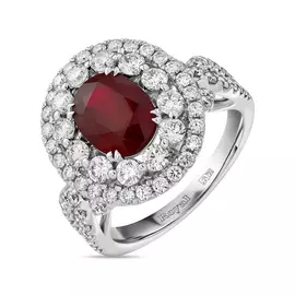 Кольцо c бриллиантами и рубином