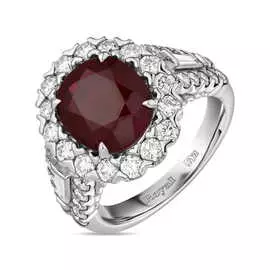 Кольцо c бриллиантами и рубином