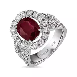 Кольцо c бриллиантами и рубином