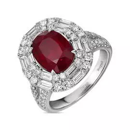 Кольцо c бриллиантами и рубином