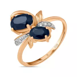 Кольцо c бриллиантами и сапфирами