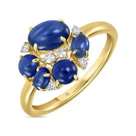 Кольцо c бриллиантами и сапфирами