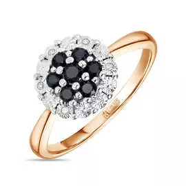 Кольцо c бриллиантами и сапфир цветнойами