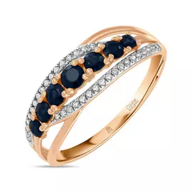 Кольцо c бриллиантами и сапфирами