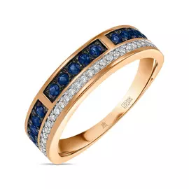 Кольцо c бриллиантами и сапфирами