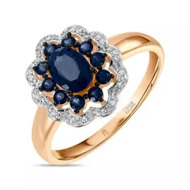 Кольцо c бриллиантами и сапфирами