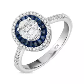 Кольцо c бриллиантами и сапфирами