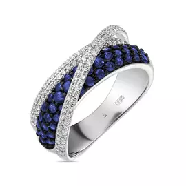 Кольцо c бриллиантами и сапфирами