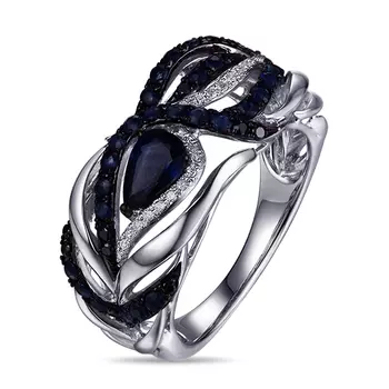 Золотое кольцо c бриллиантами и сапфирами