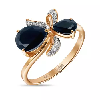 Кольцо c бриллиантами и цветными сапфирами