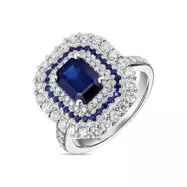 Кольцо c бриллиантами и сапфирами