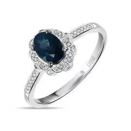 Кольцо c бриллиантами и сапфирами