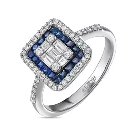 Кольцо c бриллиантами и сапфирами