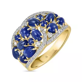 Кольцо c бриллиантами и сапфирами