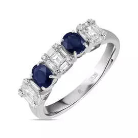 Кольцо c бриллиантами и сапфирами